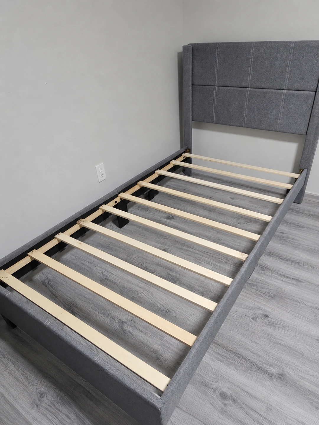 Single Bed Frame - Grey Upholstered - photo 3
