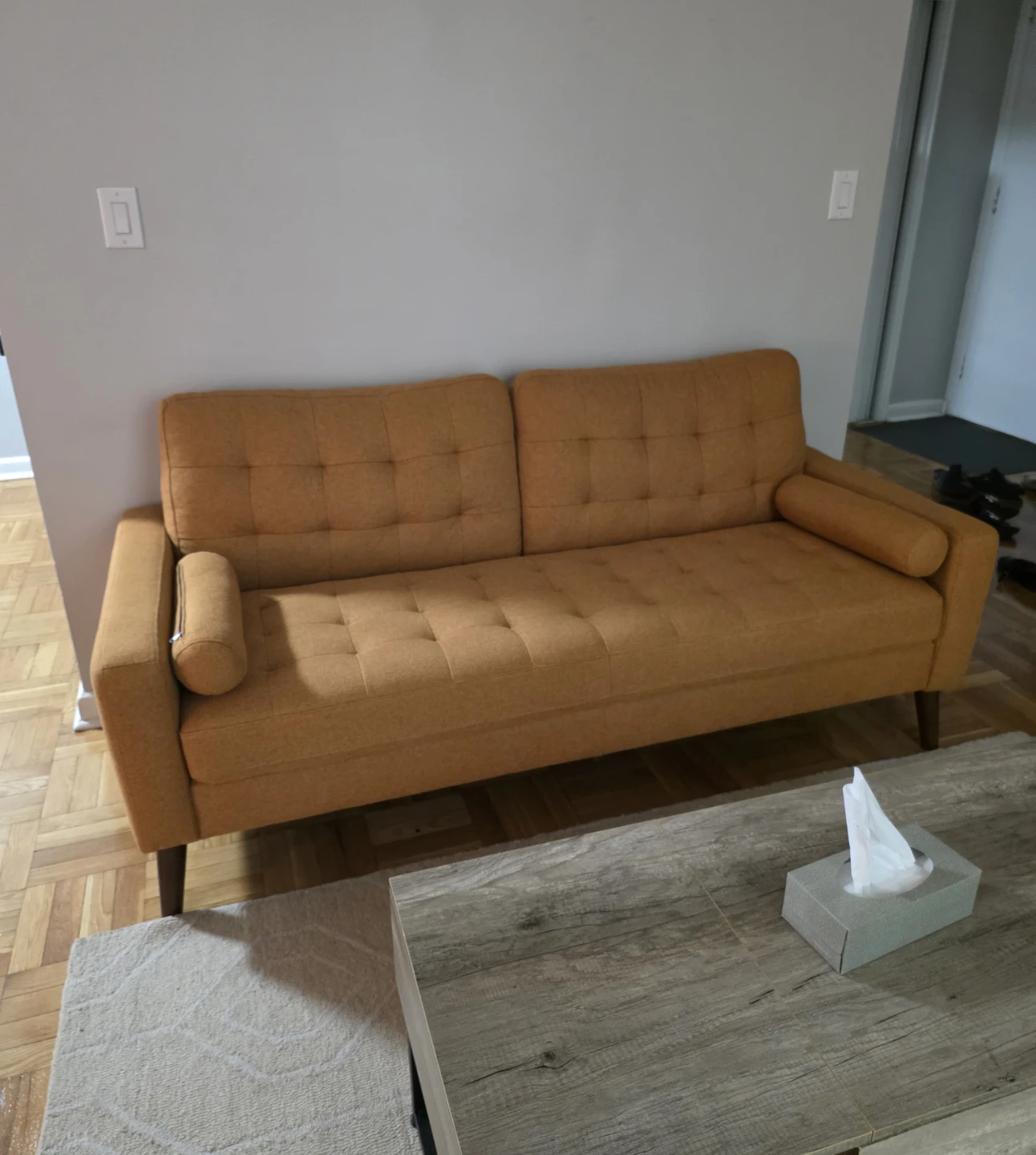 Mid-Century Modern Mustard Yellow Sofa - photo 2