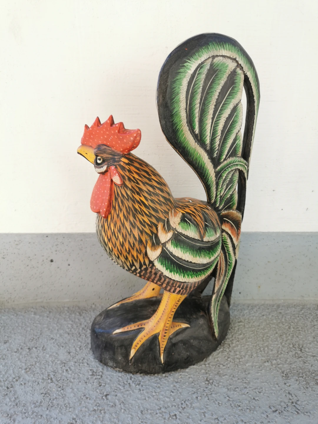 Vintage Hand Carved Wooden Rooster Figurine Hand Painted - photo 2