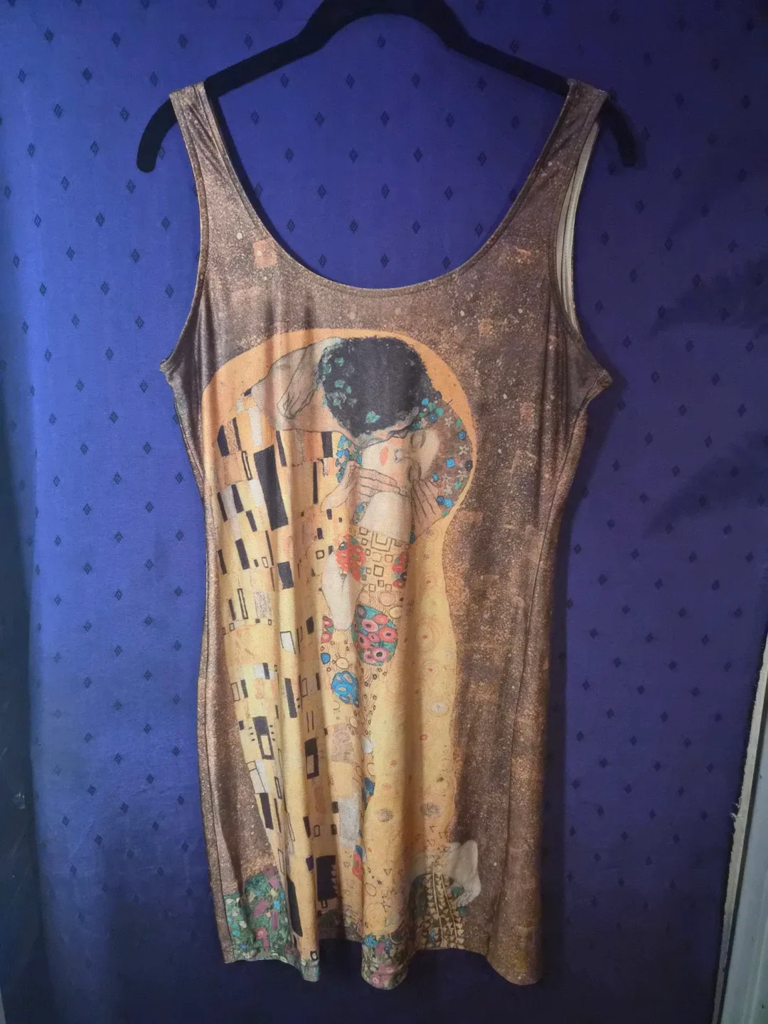 The Kiss Art Print Tank Bodycon Dress