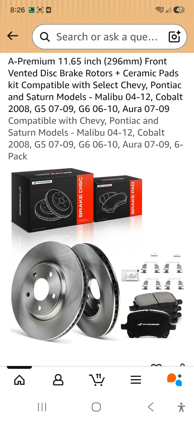 A-Premium Front Vented Brake Rotors and Ceramic Pads Kit - photo 2