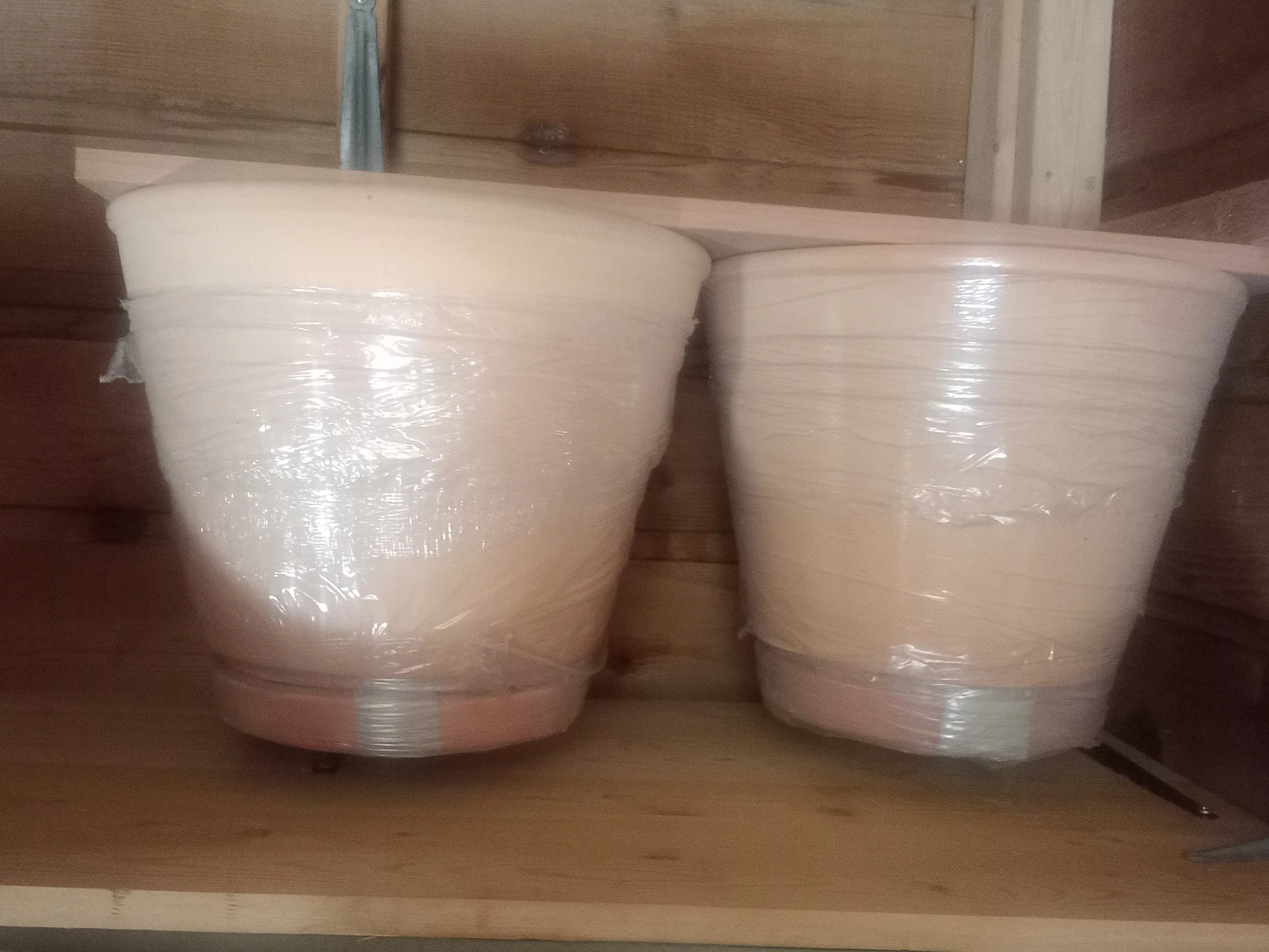 Two cream ceramic planters