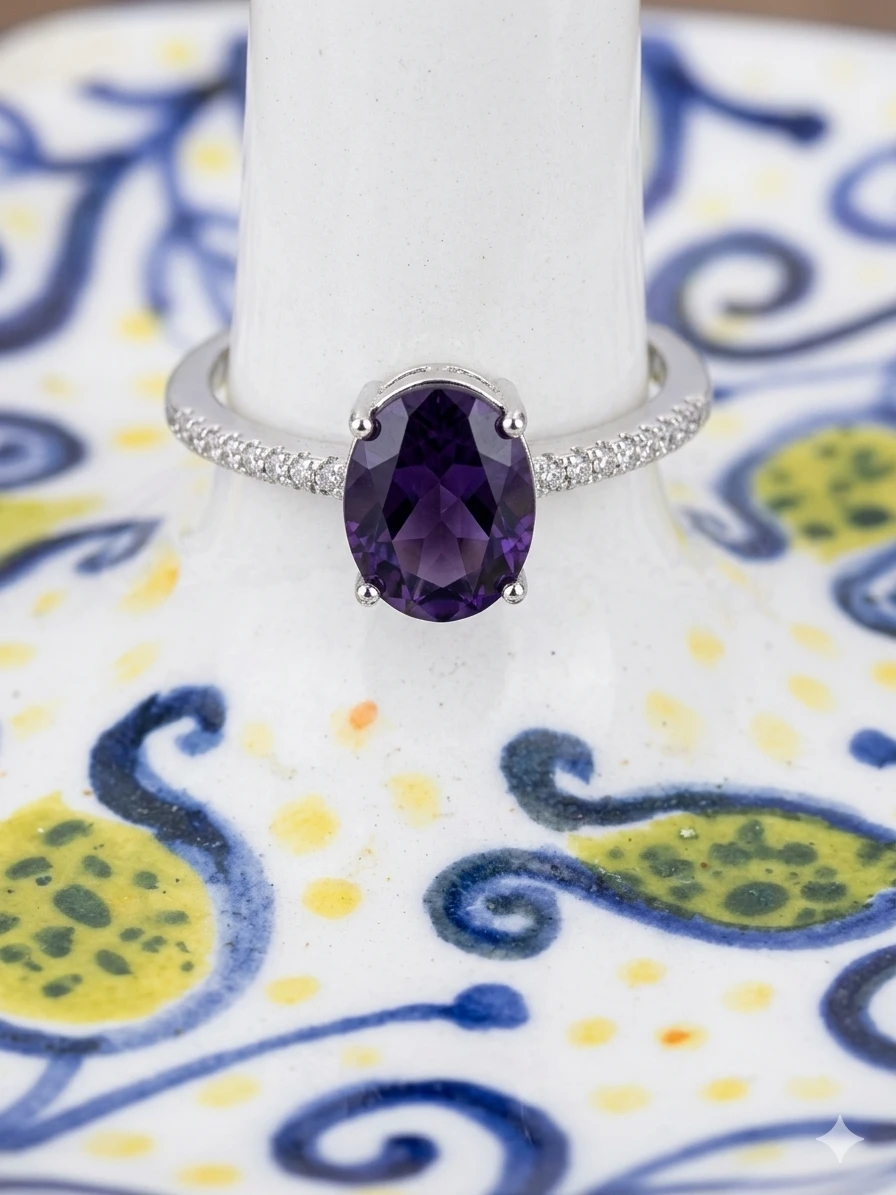 Amethyst and Sterling Silver Ring - photo 2