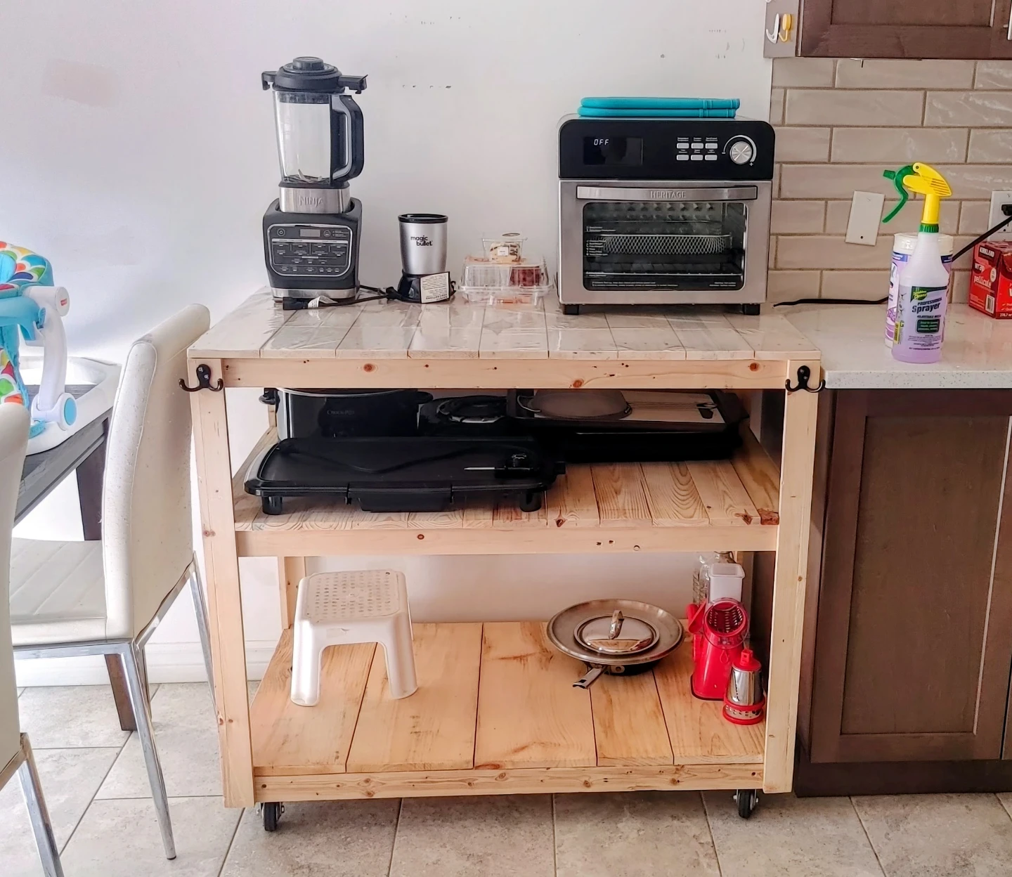 Handmade Wooden Kitchen Island Cart - photo 4