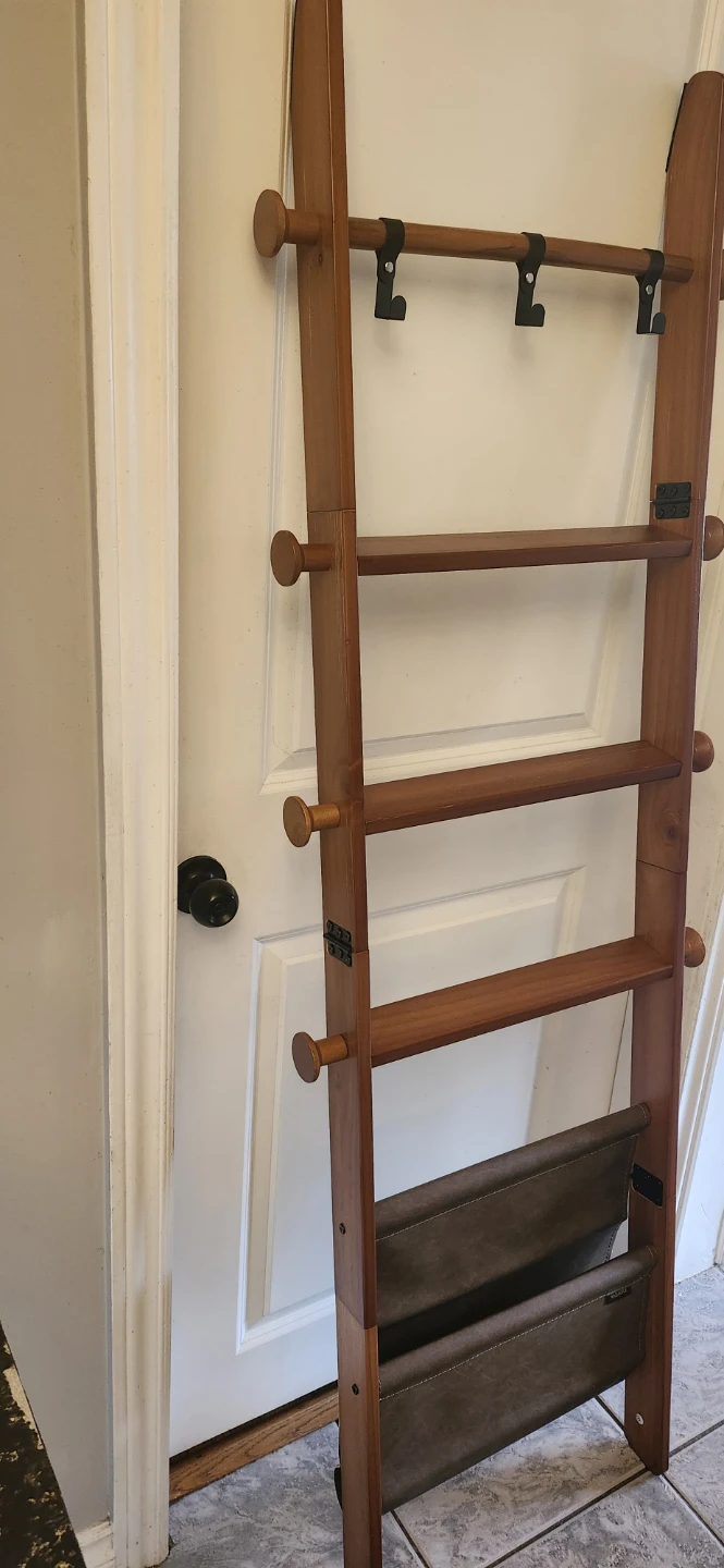 VASAGLE Ladder Shelf with Hooks and Storage - photo 5