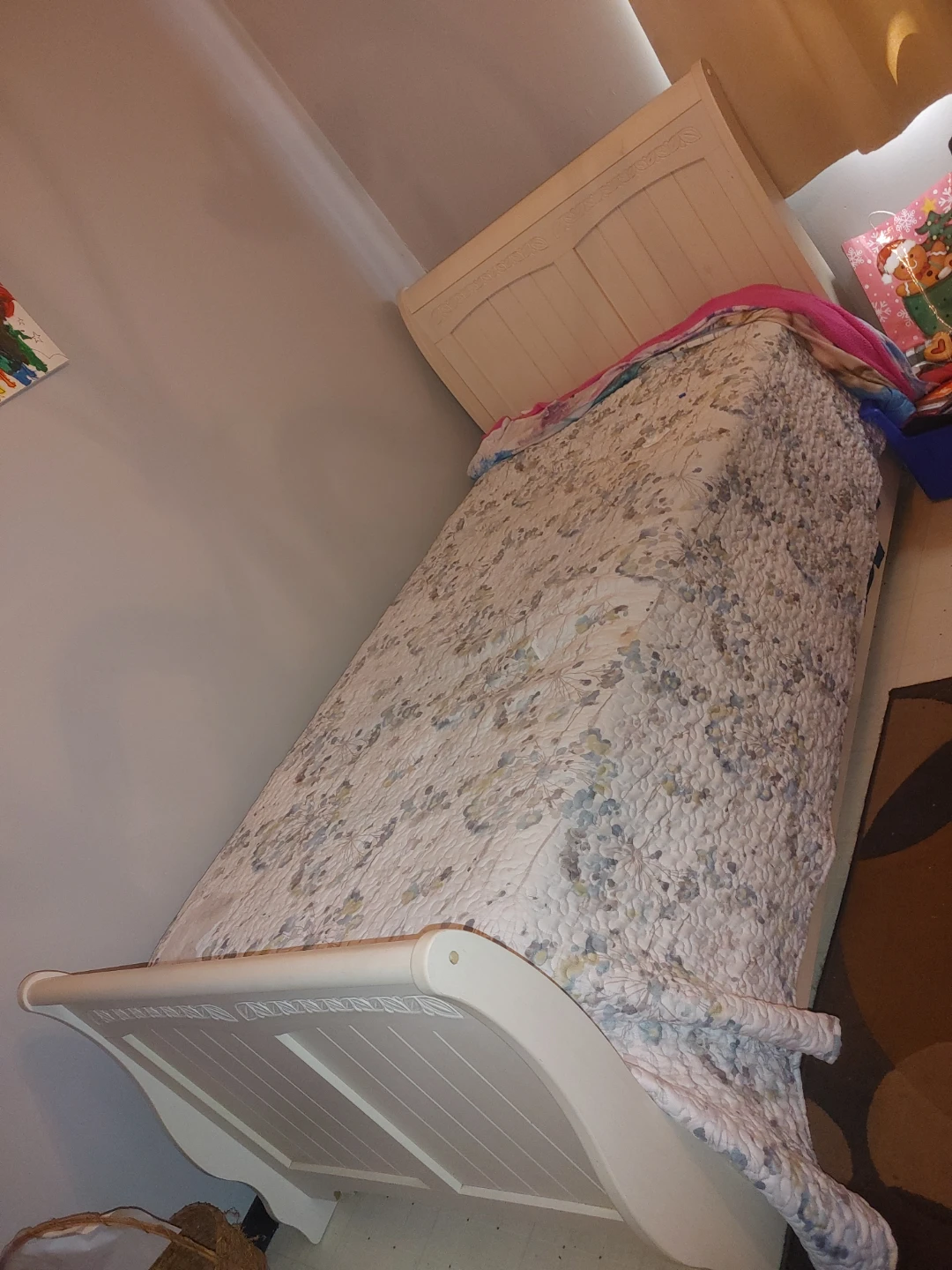 White Single Sleigh Bed Frame