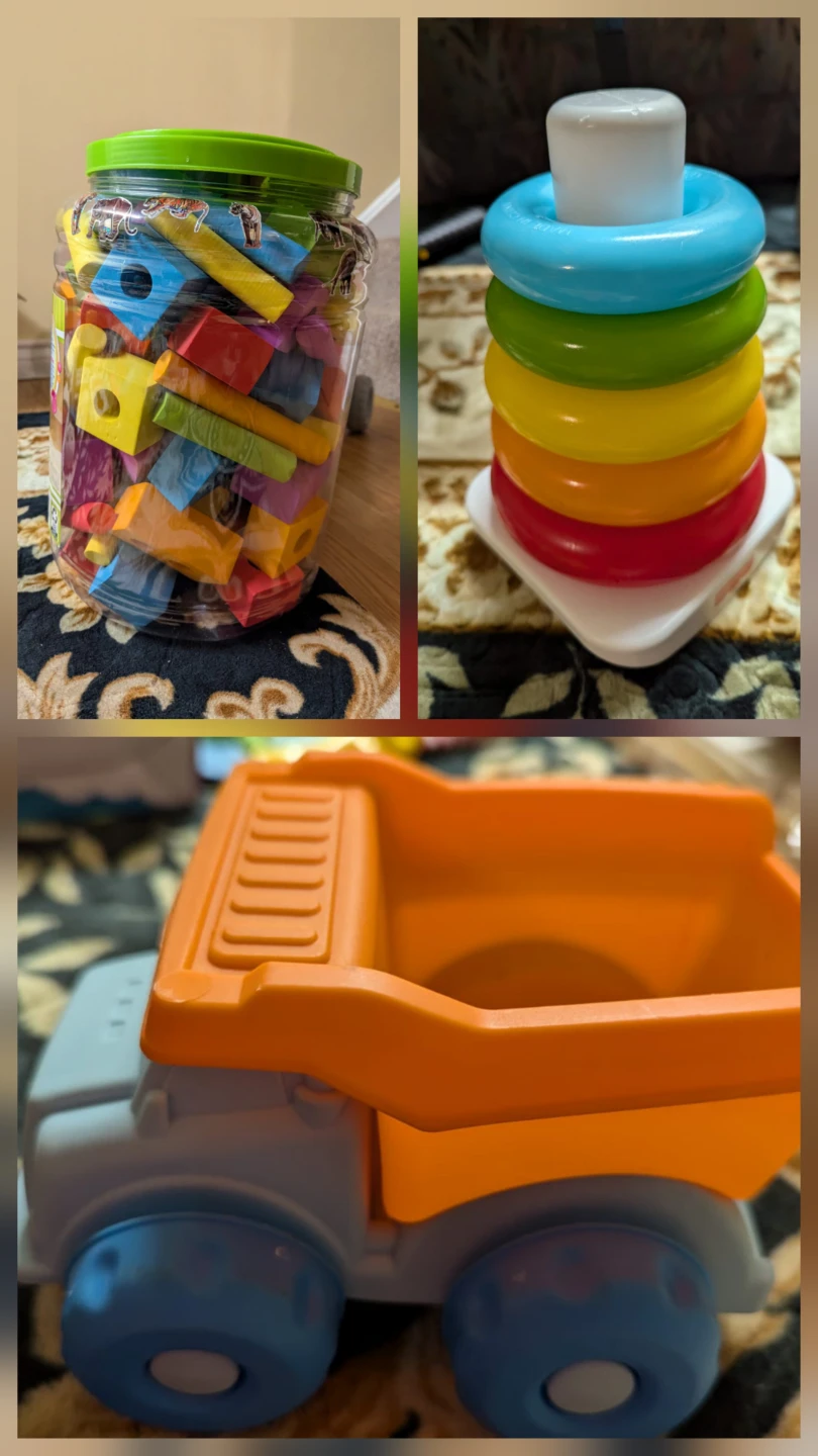 Toddler Toy Set with Dump Truck and Stacking Rings