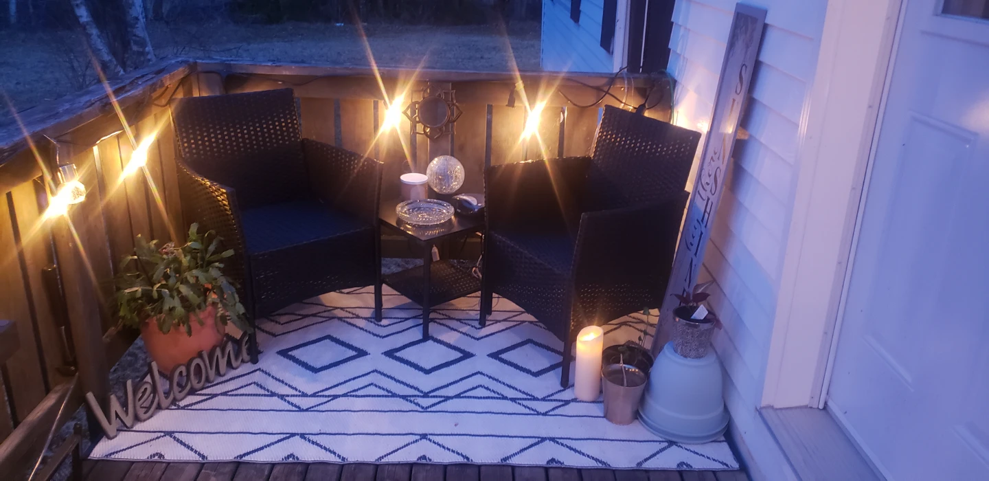 3-Piece Wicker Patio Set with Gastro Pub Lights & Gazebo