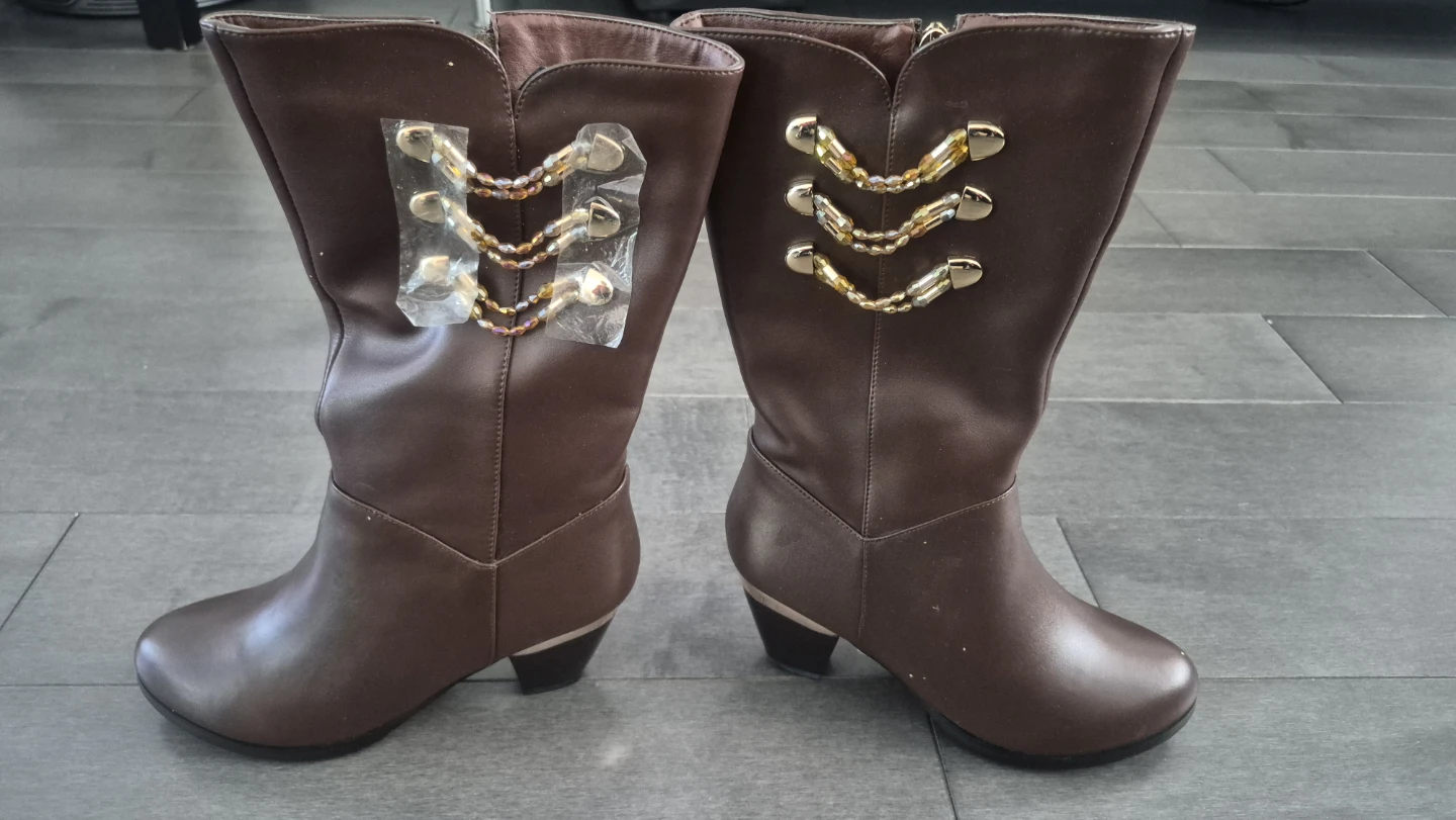 NEW Women's Brown Leather Mid-Calf Boots – Fleece Lined, US 7 - photo 2