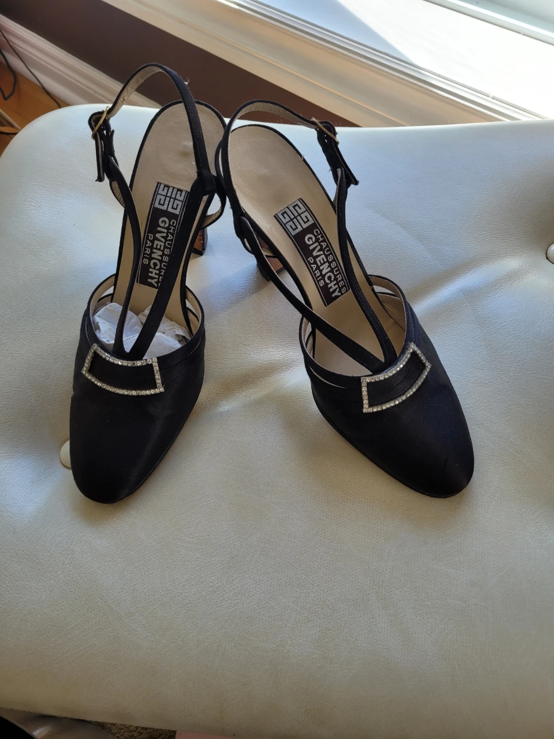 Vtg. Authentic Givenchy Paris Satin Slingbacks