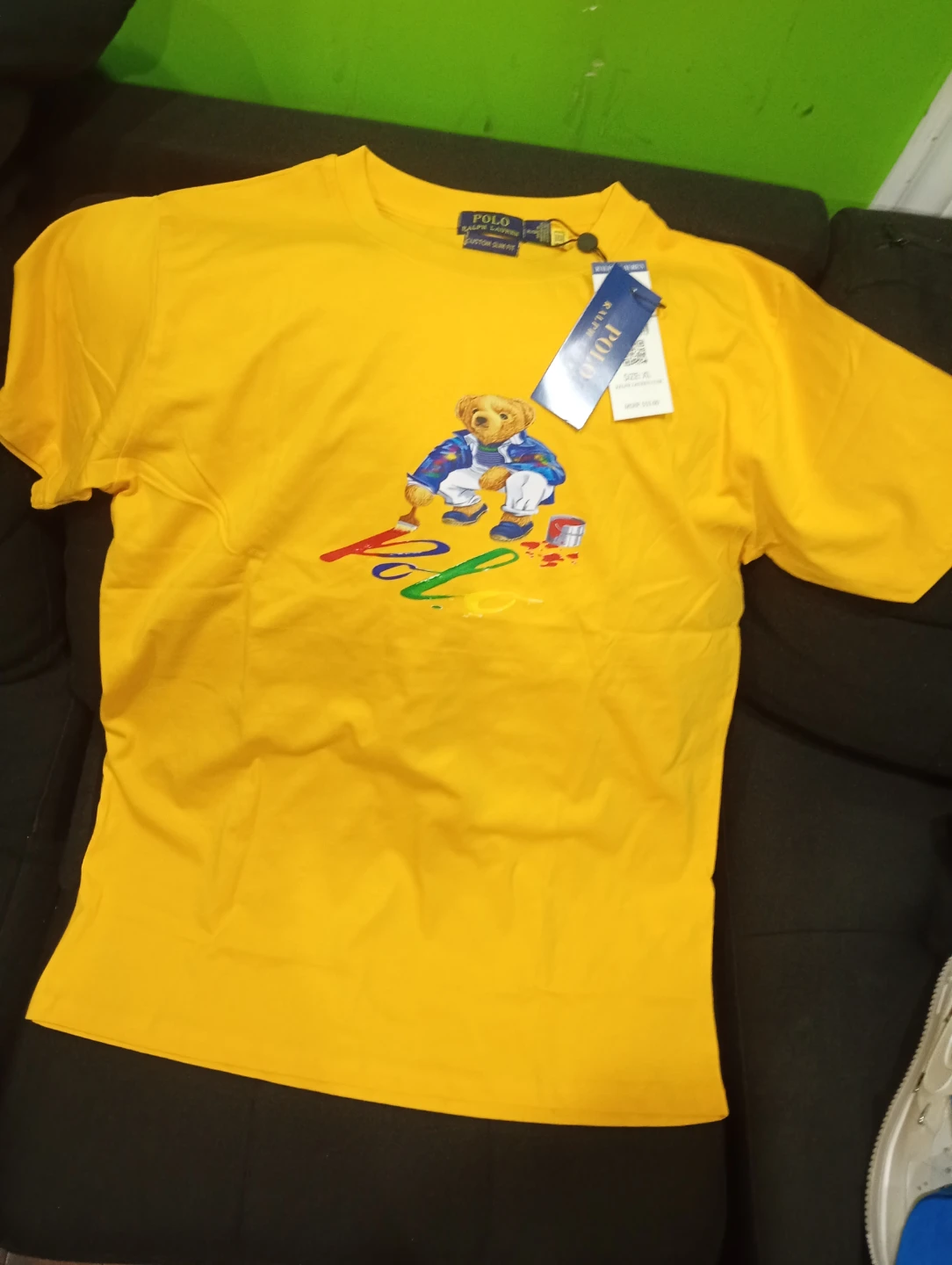 New Polo Ralph Lauren Bear T-Shirt Yellow men's size XL