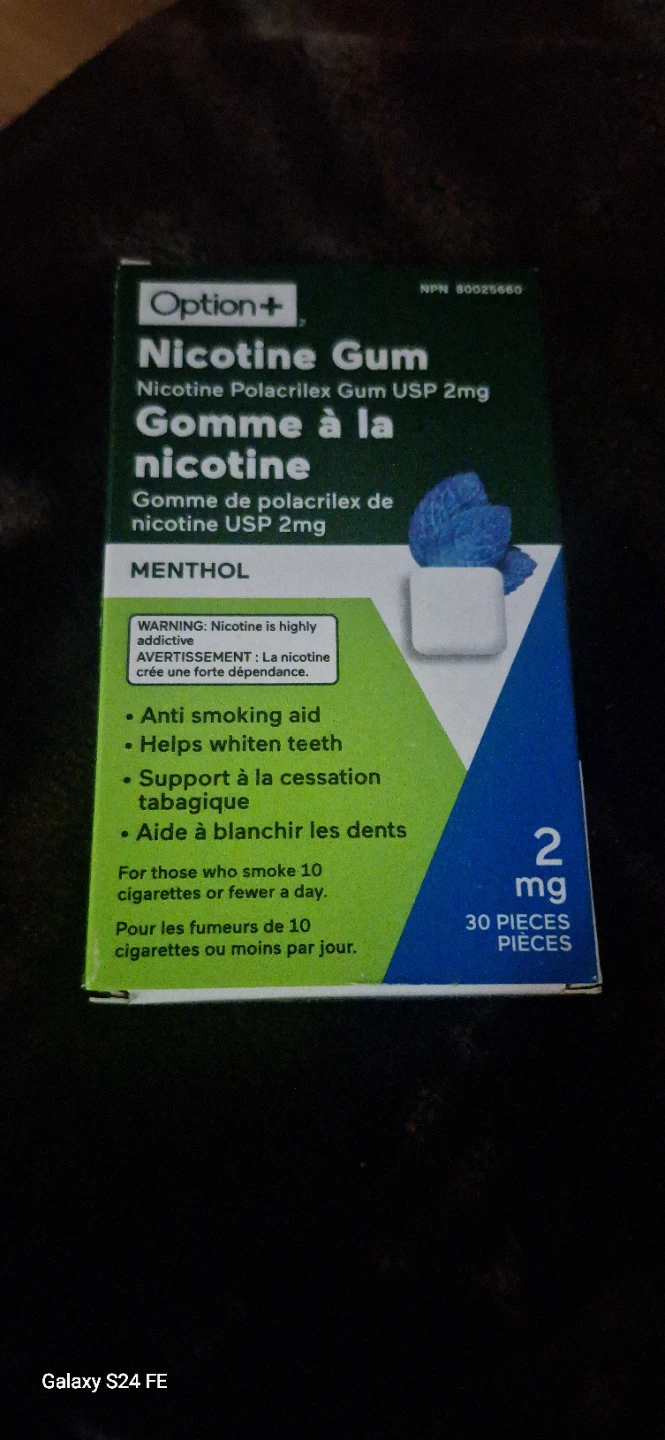Option+ Menthol Nicotine Gum 2mg