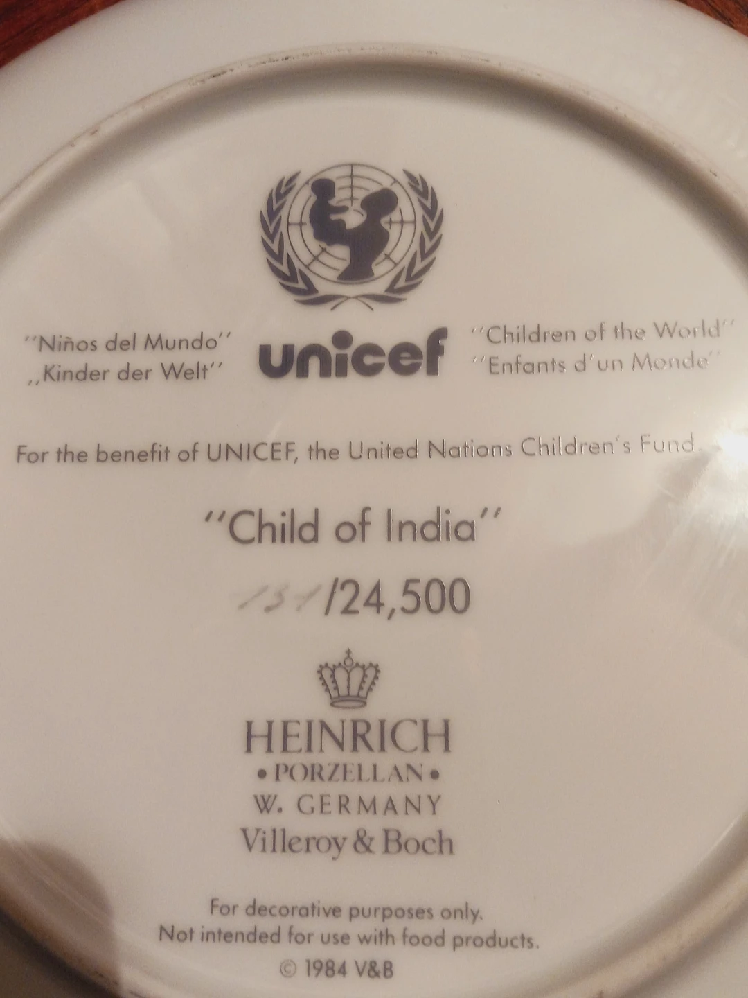 Heinrich Villeroy & Boch UNICEF Child of India Plate - photo 3