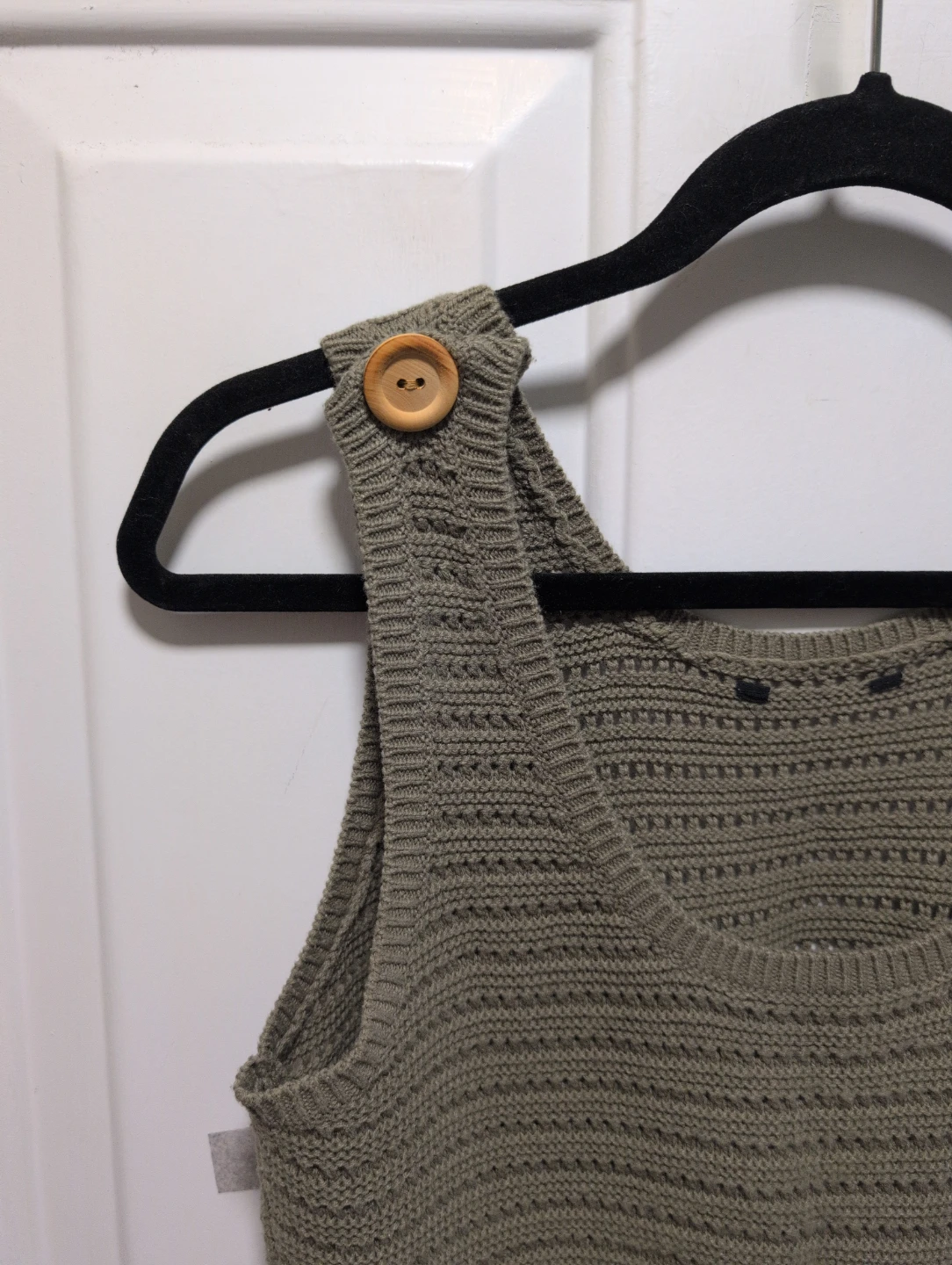 Green Knit Tank Top with Wooden Buttons - photo 2