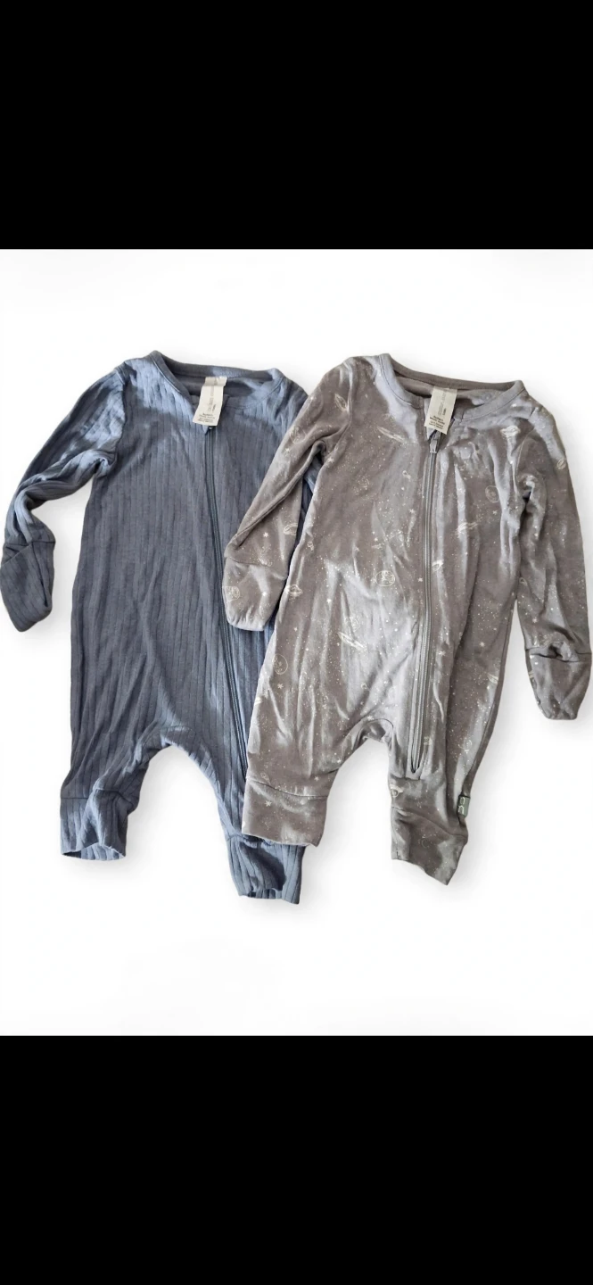 Kyte Baby Sleepers (2) - Blue Ribbed & Space Print