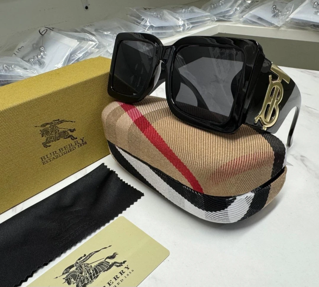 Burberry Black Sunglasses with Gold Logo