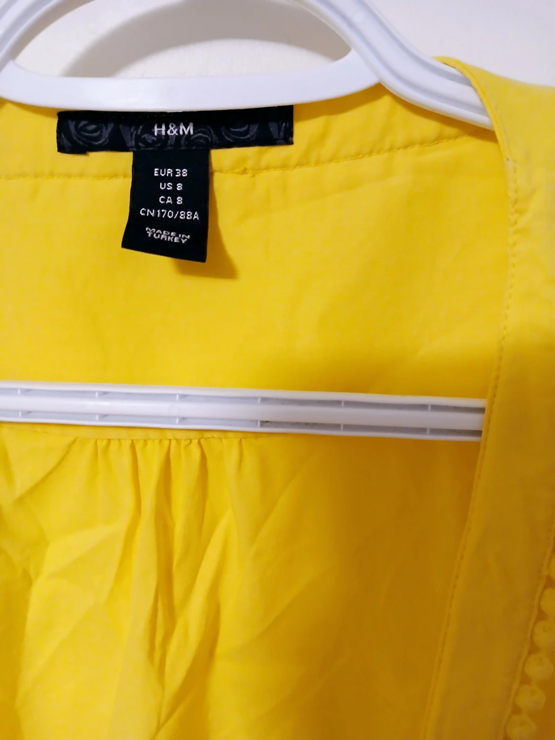 Women Medium H&M Yellow Tie-Front Blouse - photo 2