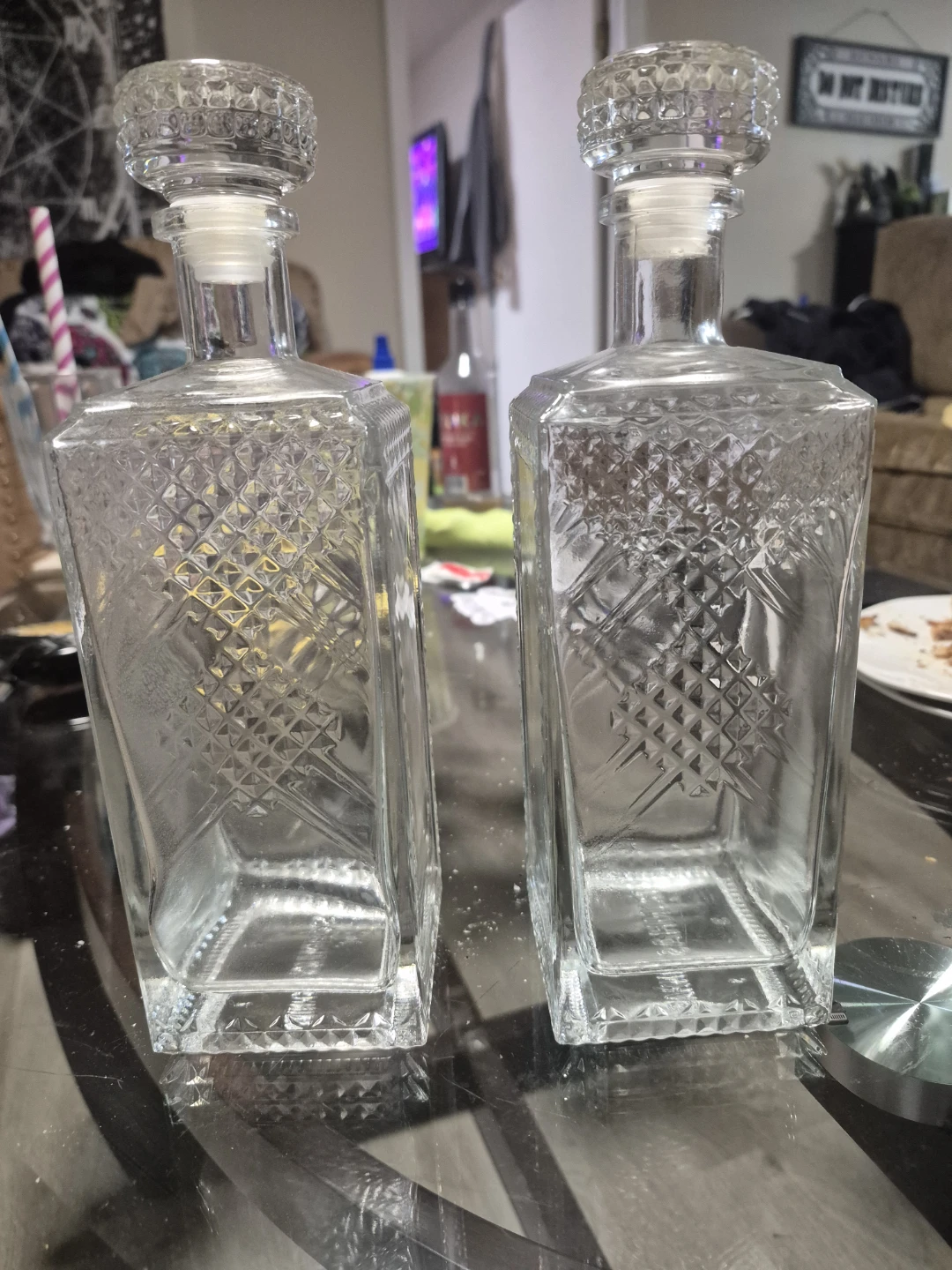 Set of Two Glass Decanters