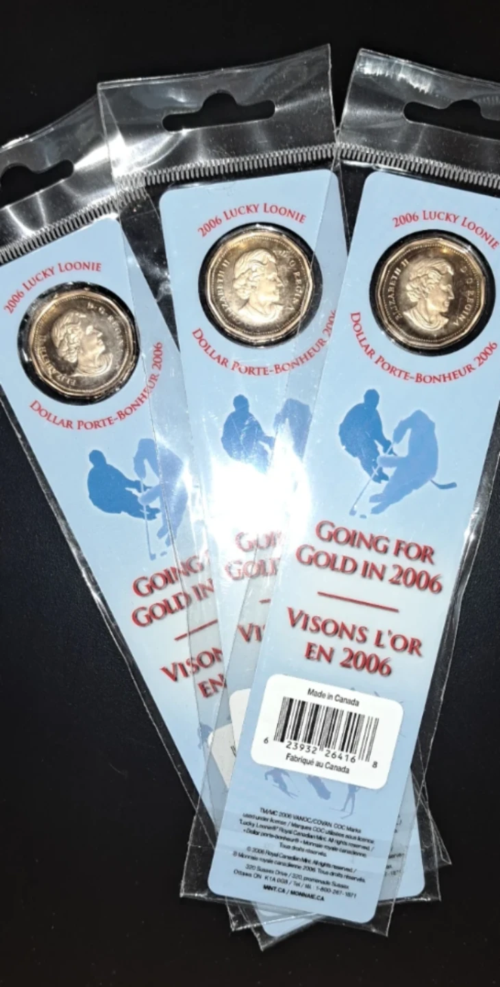 3 x 2006 Lucky Loonie Coins Royal Canadian Mint, Bookmarks!! - photo 3