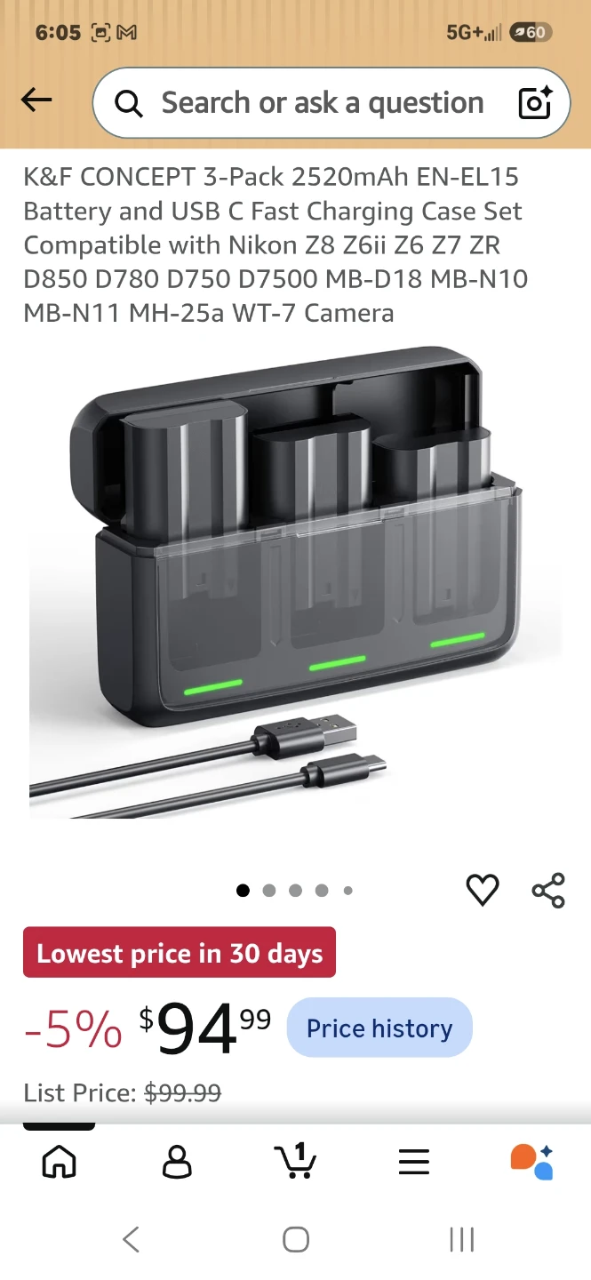 K&F Concept EN-EL15 Battery and Charger Set - photo 3