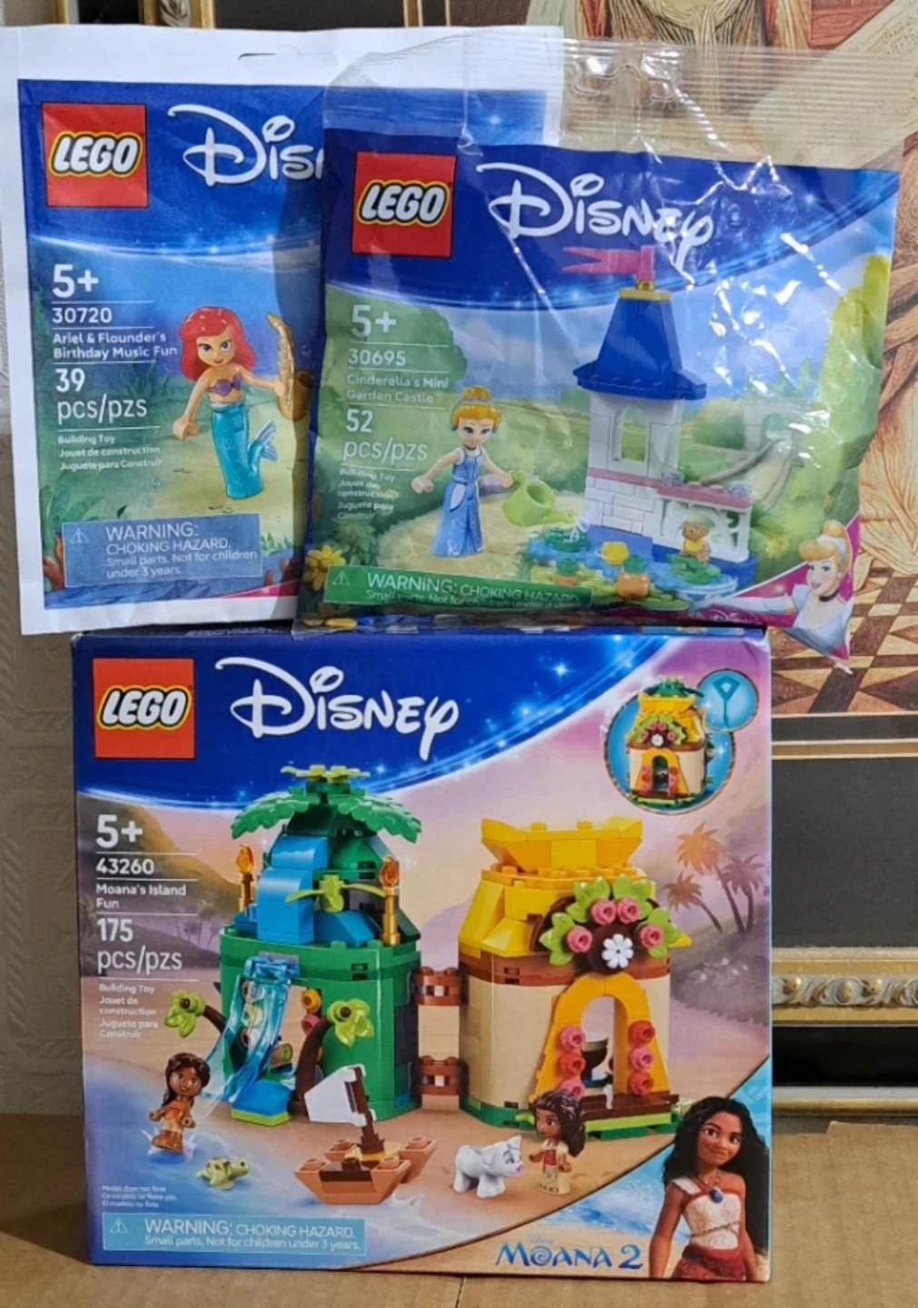 LEGO Disney Lot (3 Sets) Moana, Cinderella, Ariel & Flounder