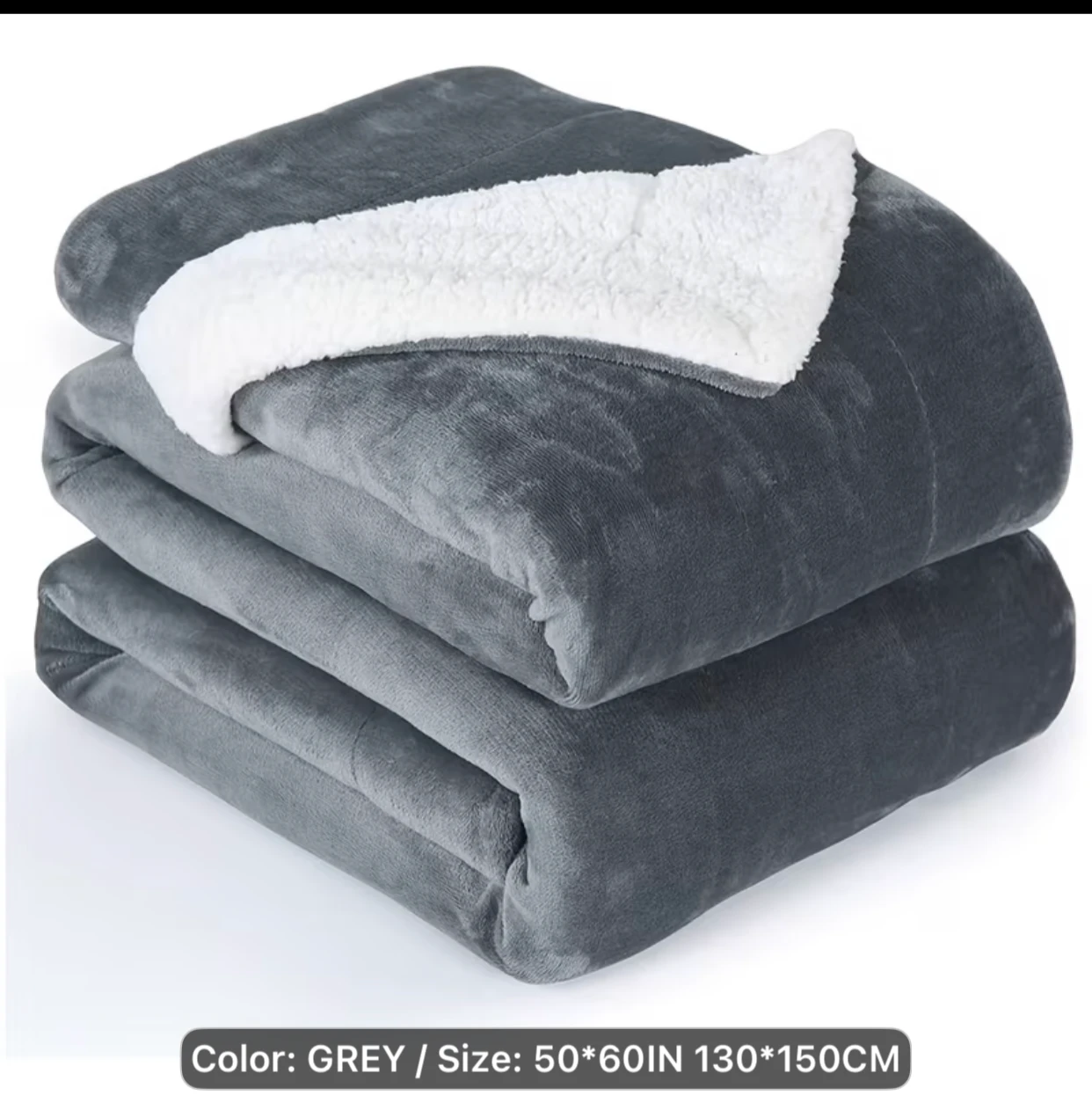 Grey Sherpa Fleece Blanket