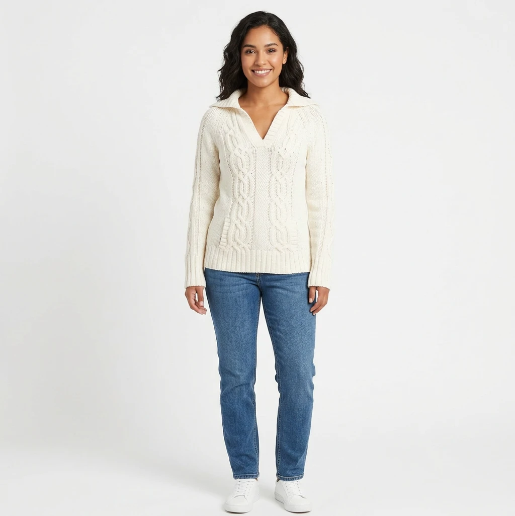 Thick cable knit sweater pullover