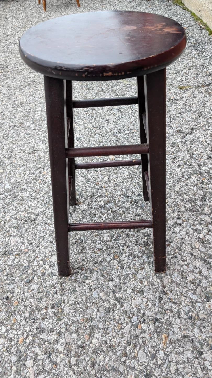 Dark Wood Round Stool - photo 4