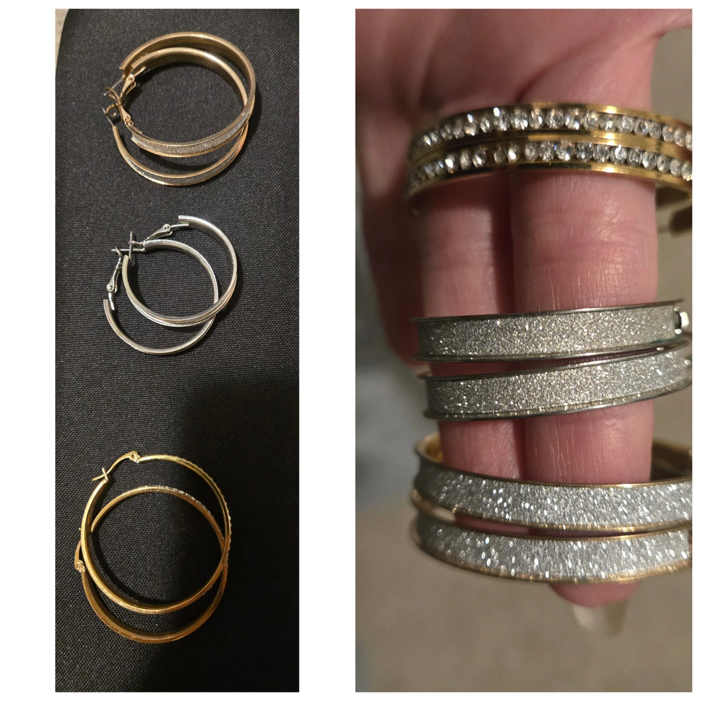 Set of three pairs of hoop earrings_ not real
