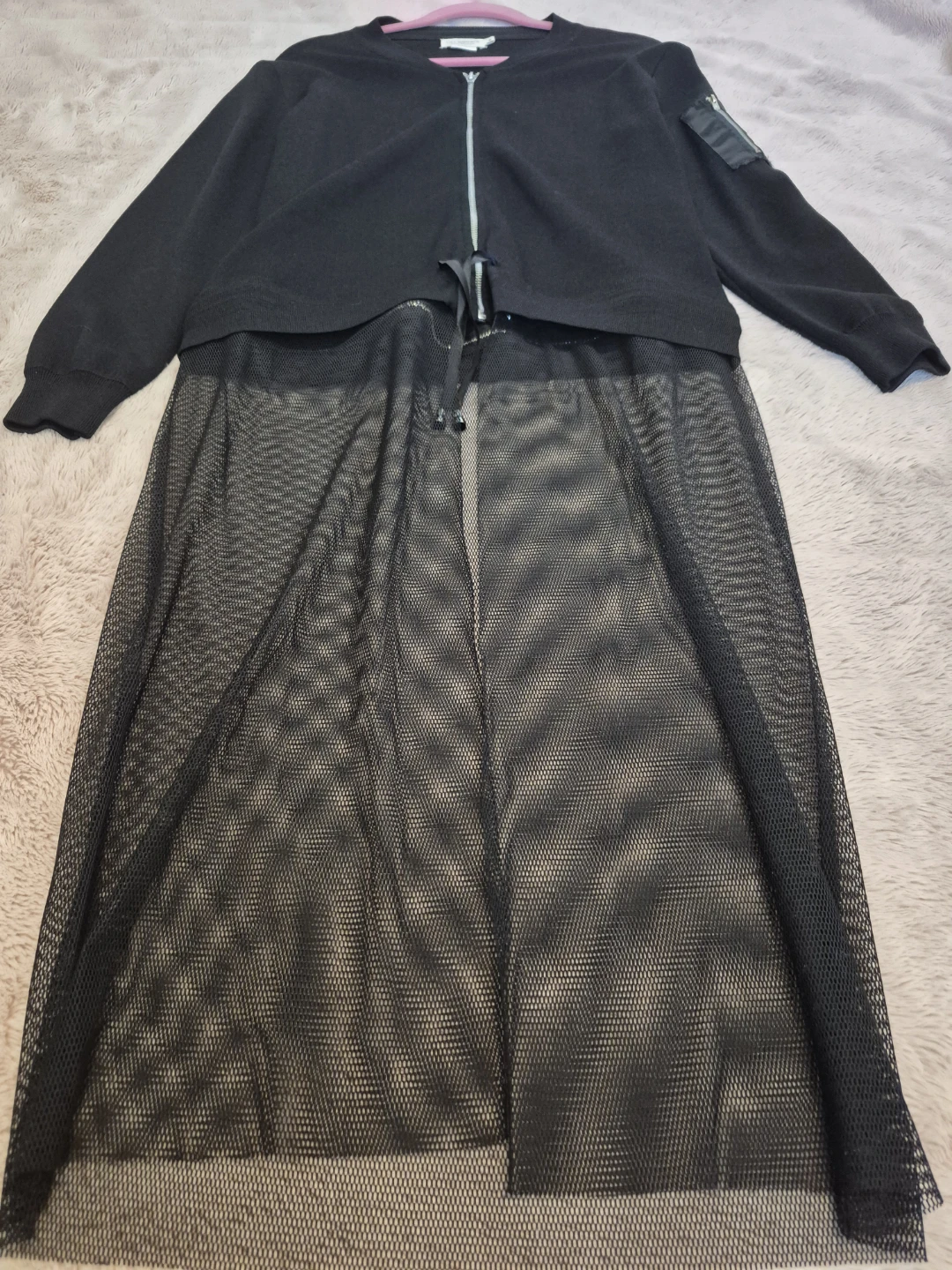 Lili Sidonio Zip-Up Sweater Dress with Mesh Skirt Overlay - photo 3