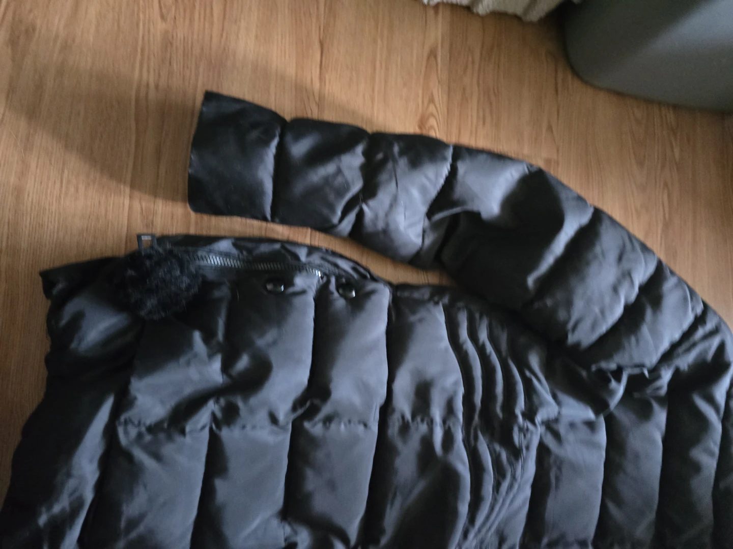 Black Puffer Winter Jacket with Hood - photo 5