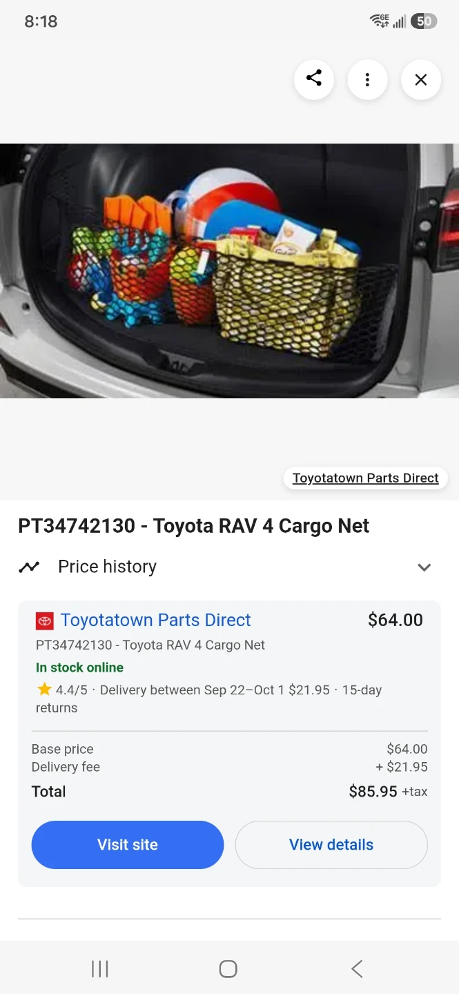 🏈Genuine Toyota RAV4 Cargo Net - photo 3