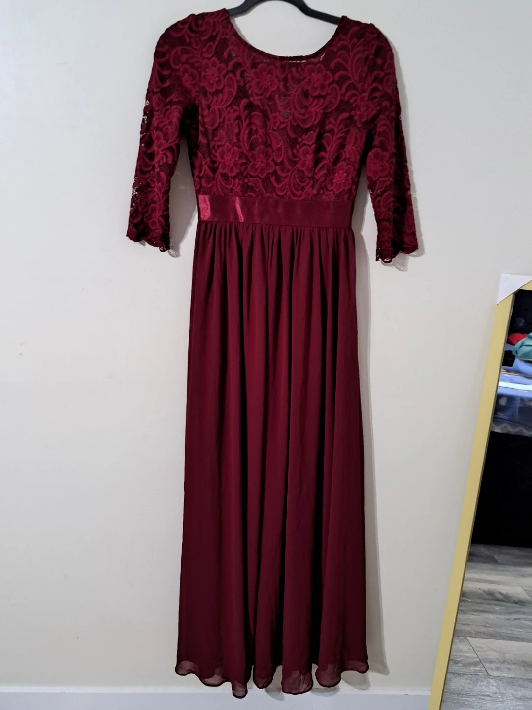 Shien Ever-Pretty Burgundy Lace Maxi Dress - photo 2