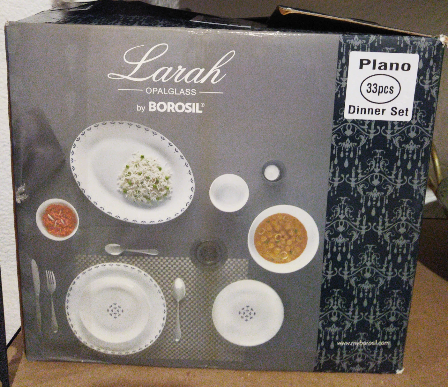 Larah by Borosil Plano 33-Piece Dinner Set