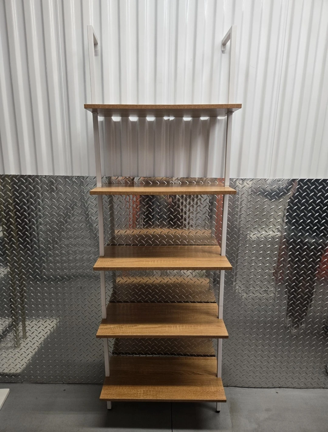 5-Tier Wood and White Metal Bookshelf - photo 2