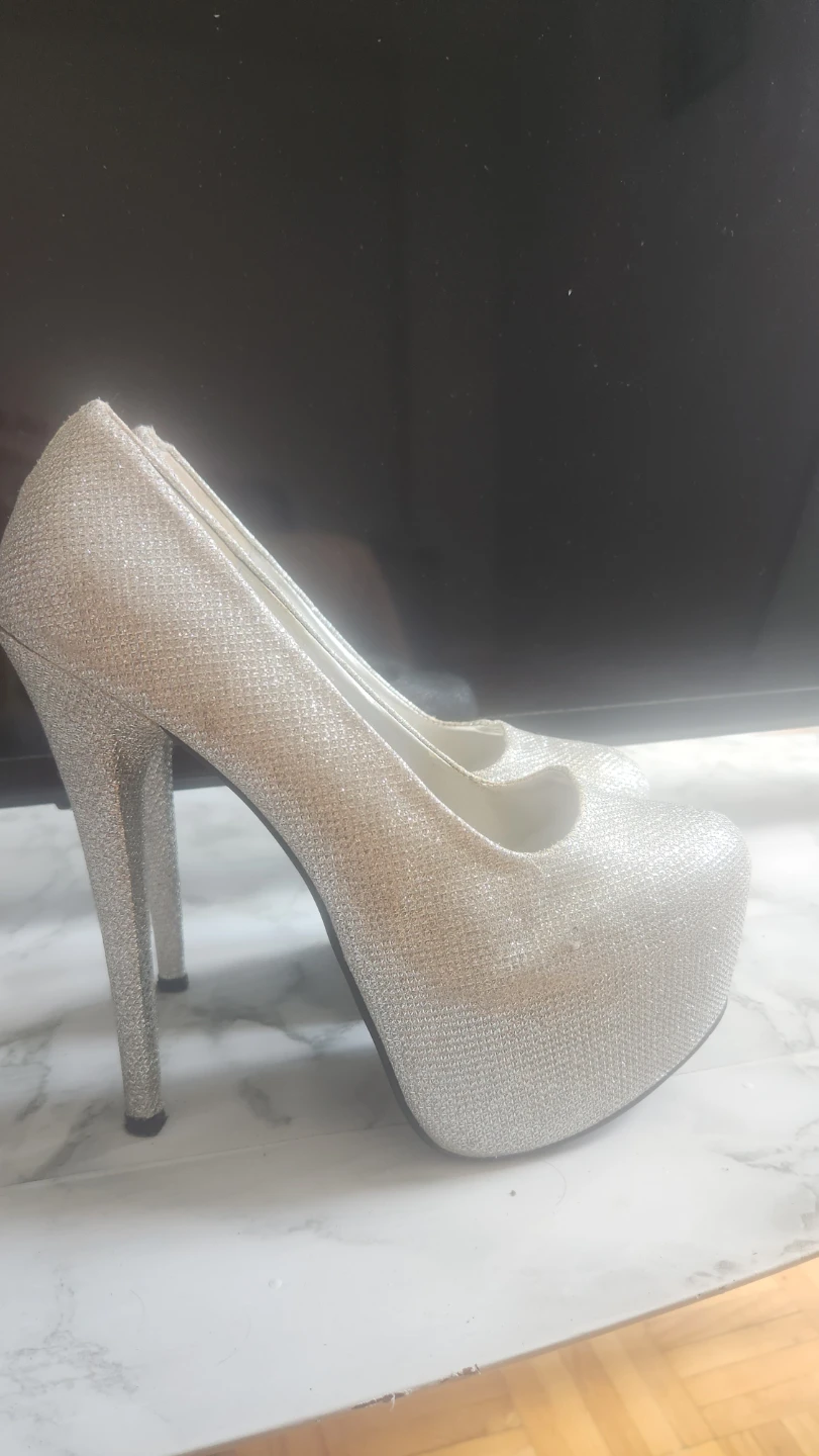 Hamwi Silver Glitter Platform Heels size 38/39 - photo 4