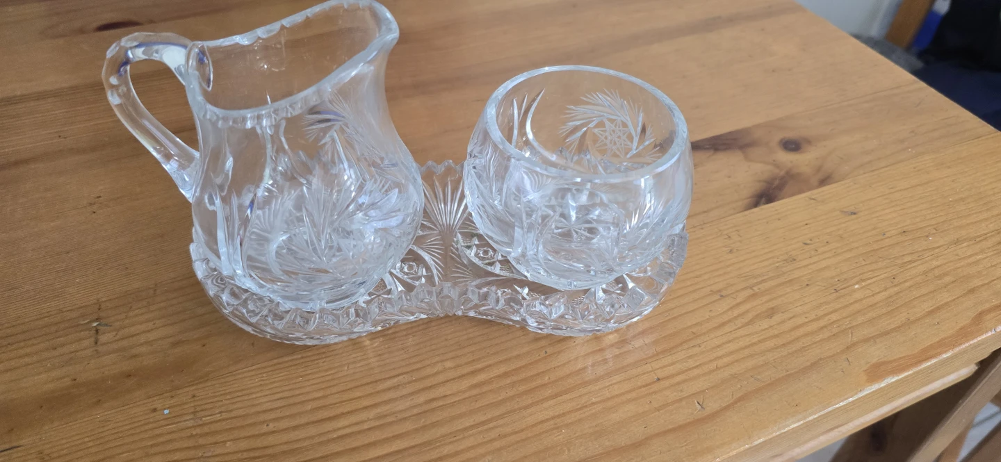 Vintage Crystal Cream and Sugar Set