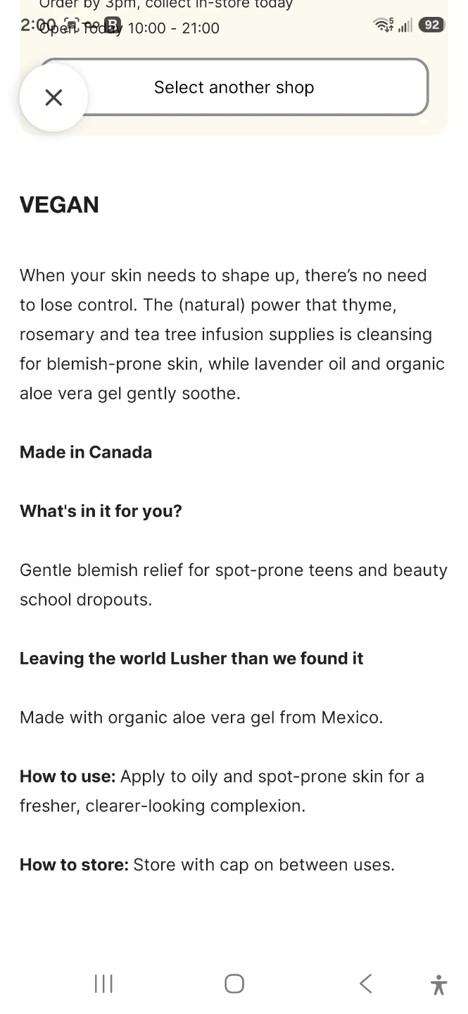 Lush Grease Lightning Tea Tree and Aloe Gel - photo 2