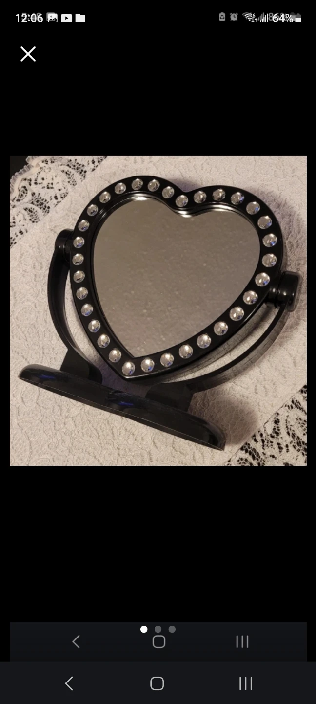 Black Heart-Shaped Vanity Mirror with Rhinestones - photo 4