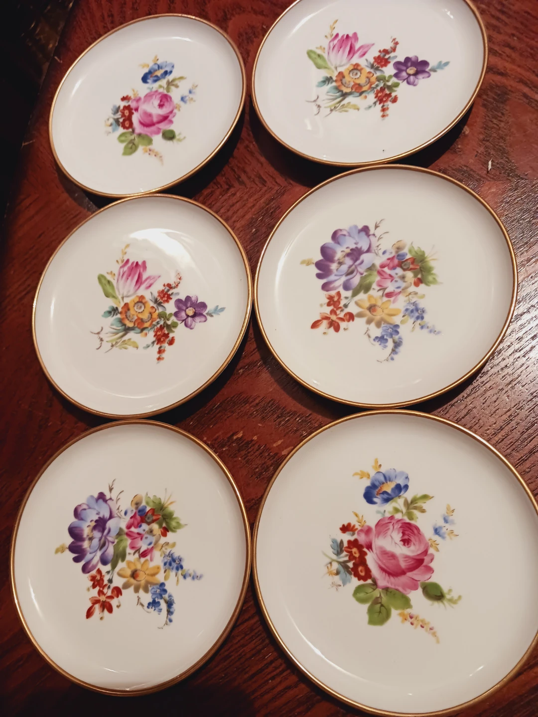 Set of 6 Kaiser West Germany Porcelain Floral Coasters - photo 3