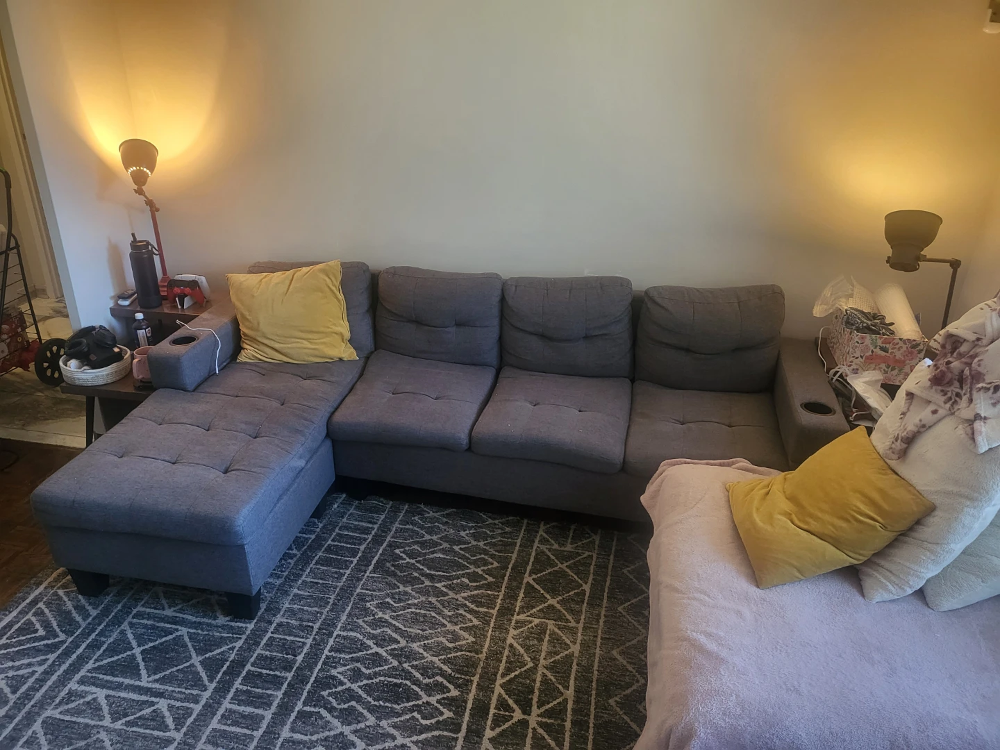 Grey Sectional Sofa with Chaise and Ottoman - photo 4