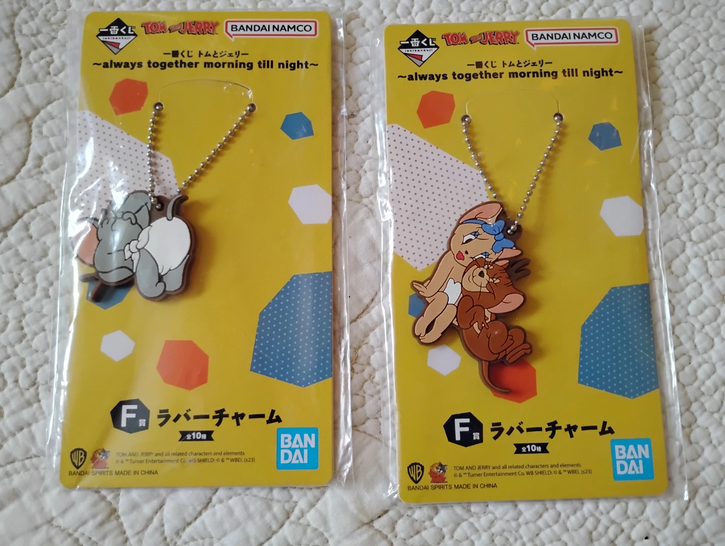 2x Bandai Tom and Jerry Rubber Charm Keychains