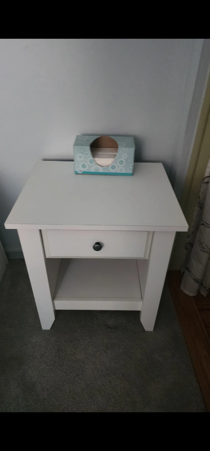 White Nightstand with Drawer