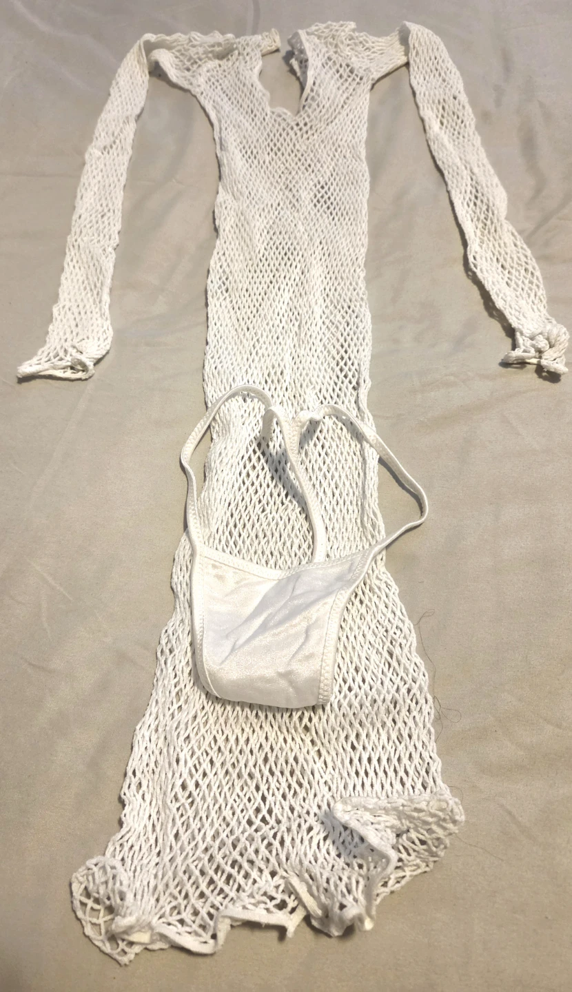 White Mesh Fishnet Dress