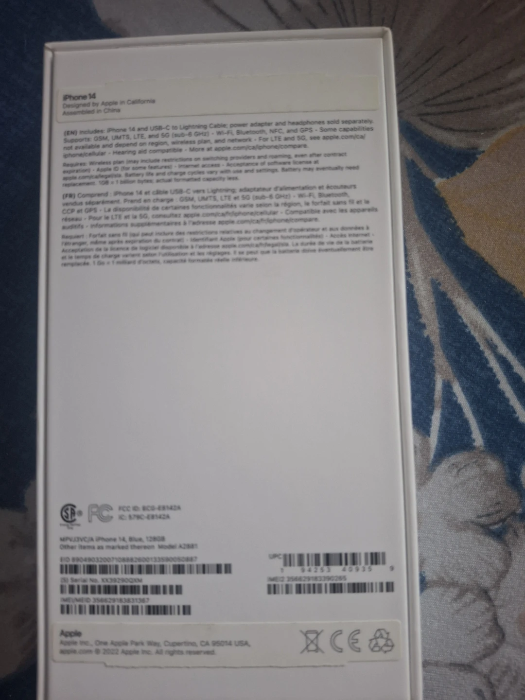 Apple iPhone 14 128GB Blue Empty Box - photo 3