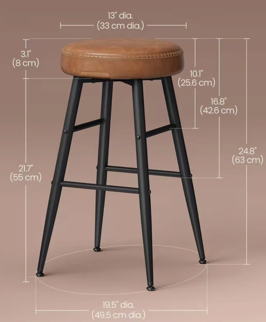 Set of 2 Leather Bar Stools – Caramel Brown *new - photo 5