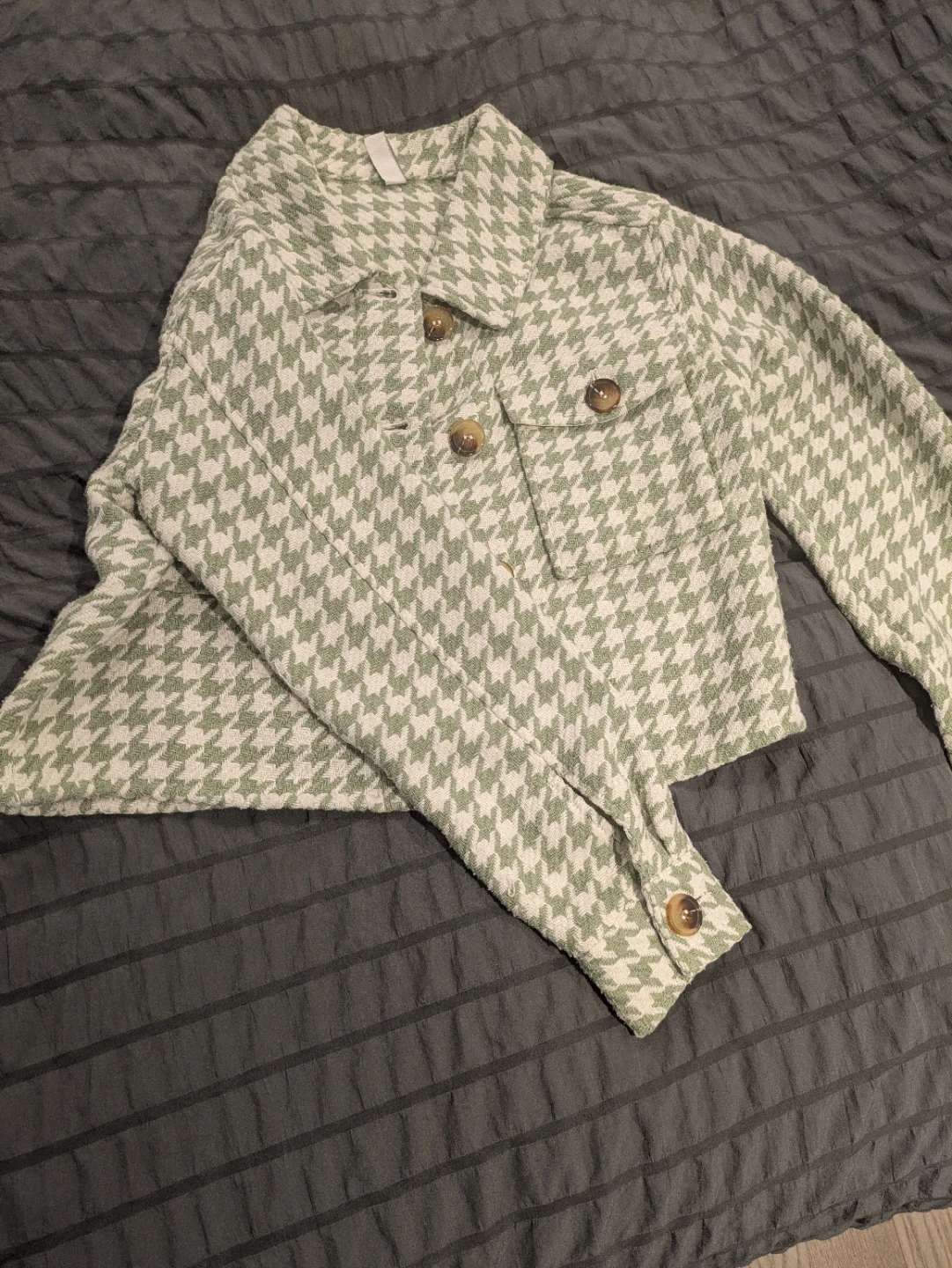 Green and white houndstooth jacket - size M - photo 4