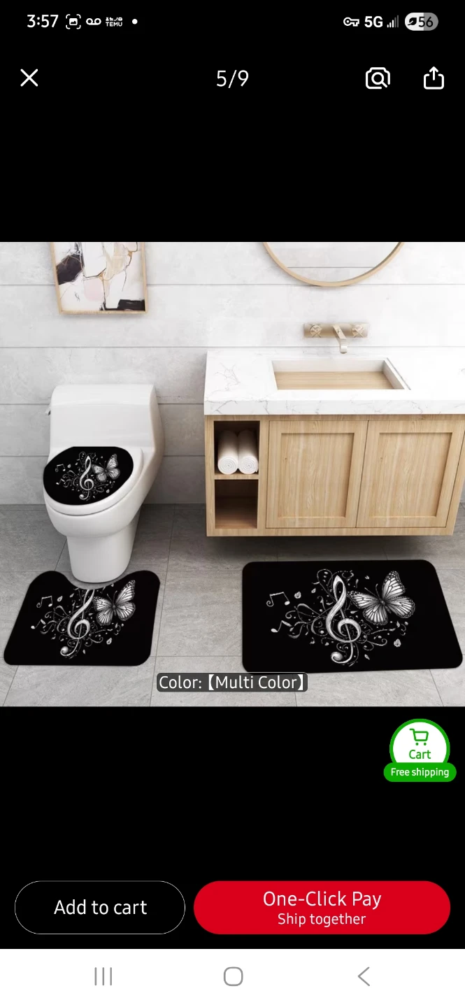 3-Piece NEW Butterfly and Music Note Bathroom Mat Set 🎼 - photo 3