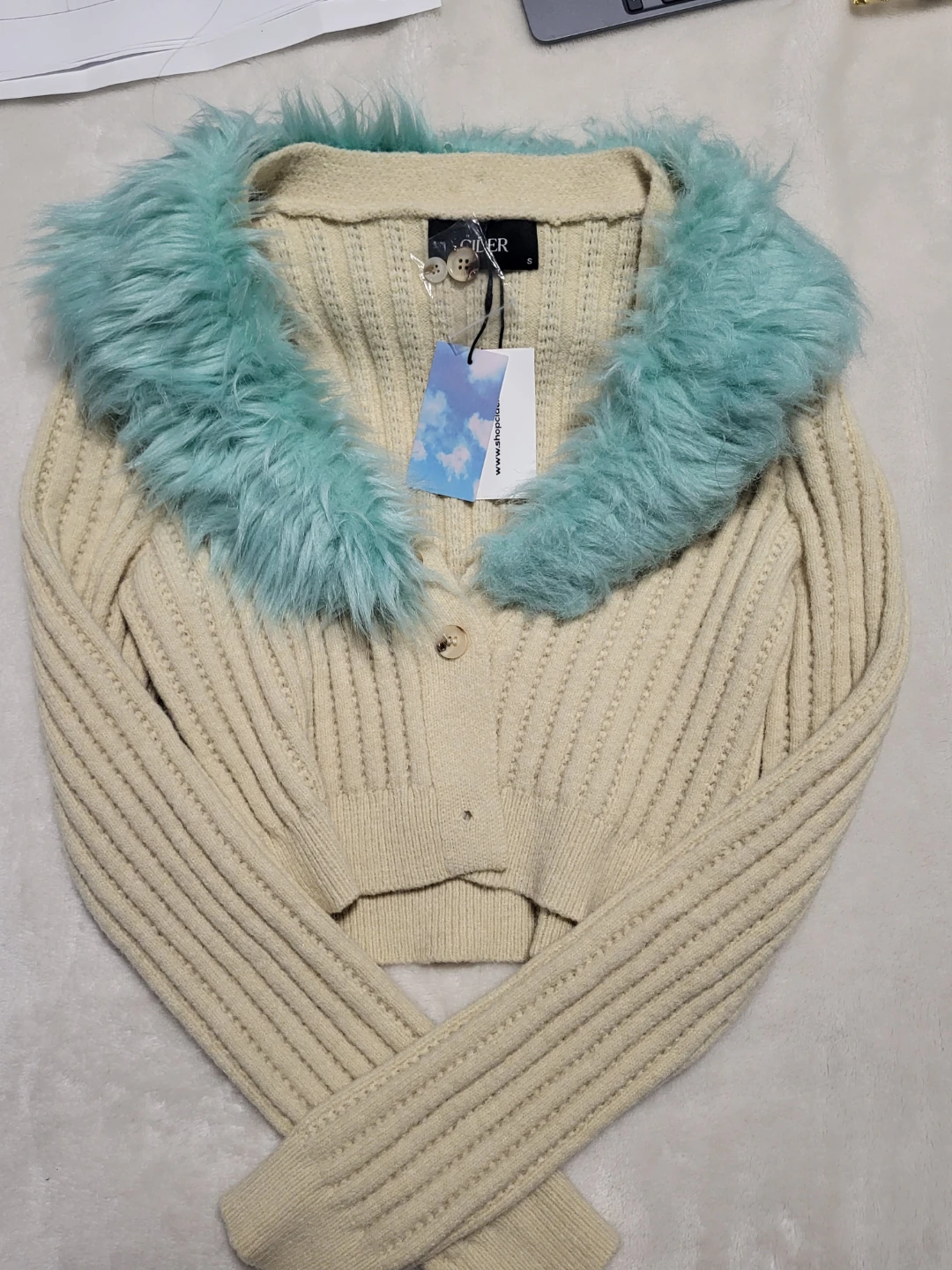 Cider Cardigan with Faux Fur Collar - photo 2