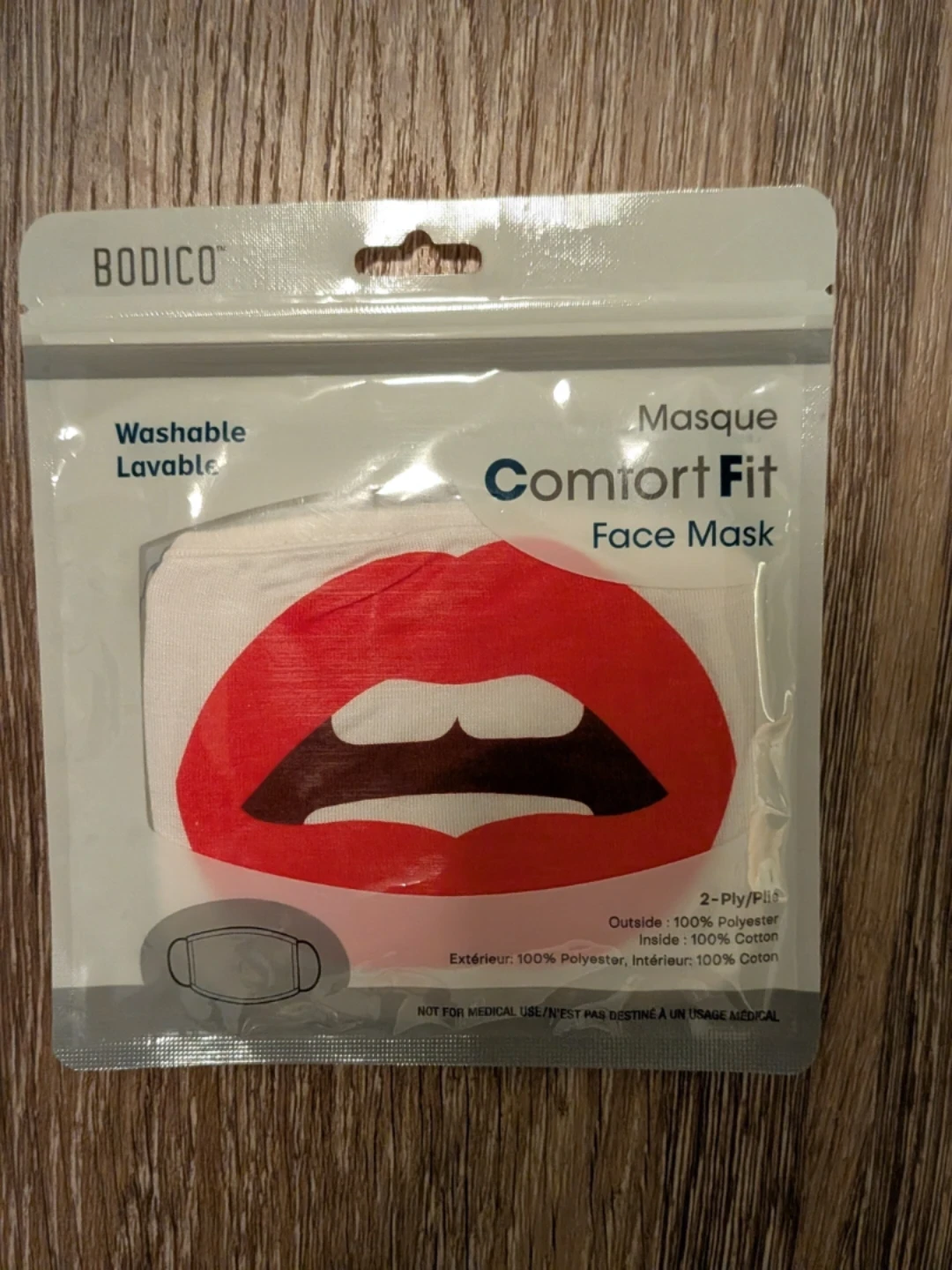 Bodico Comfort Fit Washable Face Mask - Lips Print